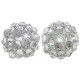 Resin rhinestone shamballa bead 12x14mm Silver